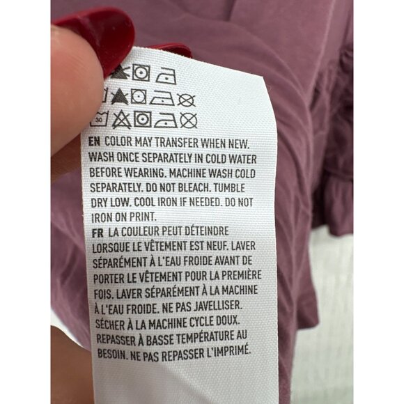 American Eagle Womens Top Sz S Mauve Ruffled Sleeve Stretch Knit V-Neck SoftAF - Picture 5 of 10